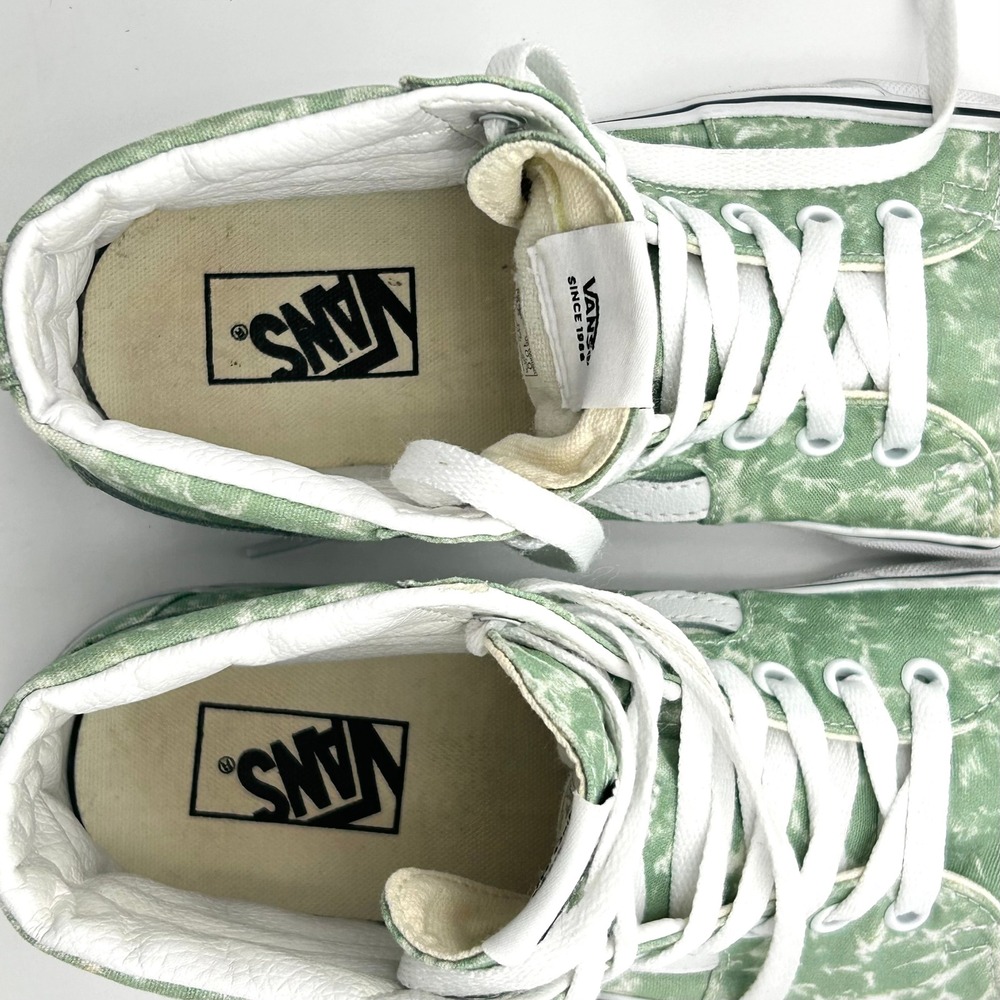 Vans High Top Sneakers in Light Green Marble with White Stripe - Picture 2 of 10